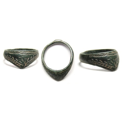 87 - Medieval Archers Ring. Circa, 12th-14th century AD. Copper-alloy, 5.06 grams. 27.67 mm. 18.12 intern... 