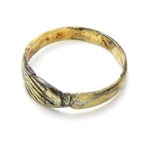117 - 17th century silver-gilt Fede ring. Silver, 20mm diameter x 6mm, 1.85g. UK ring size Q, US 8 +1/4. A... 