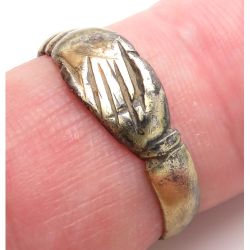 117 - 17th century silver-gilt Fede ring. Silver, 20mm diameter x 6mm, 1.85g. UK ring size Q, US 8 +1/4. A... 