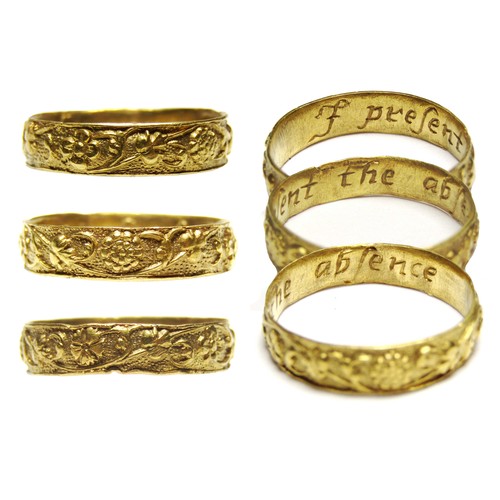 122 - Gold Posy Ring. Circa 17th century AD. Gold, 1.91 grams. 17.60 mm. UK ring size, J. US size, 5. The ... 