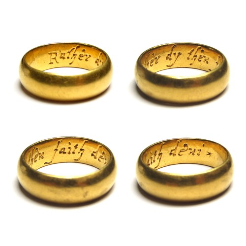 123 - Heavy Post Medieval Gold Posy Ring. Circa 17th century AD. Gold, 9.79 grams. 21.30 mm. UK ring size,... 