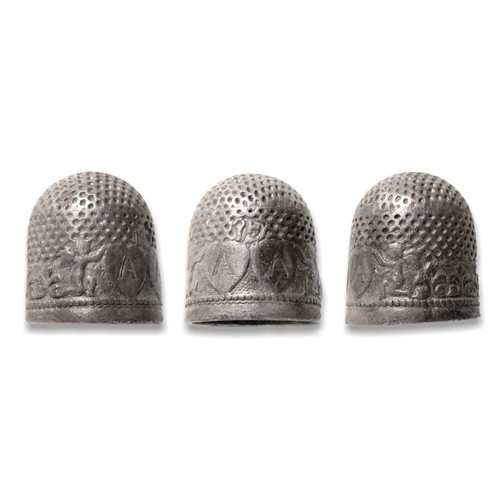 129 - Silver thimble. Circa, 17th-18th century AD. Silver, 5.5 grams. 18mm x 15mm. A short two piece thimb... 