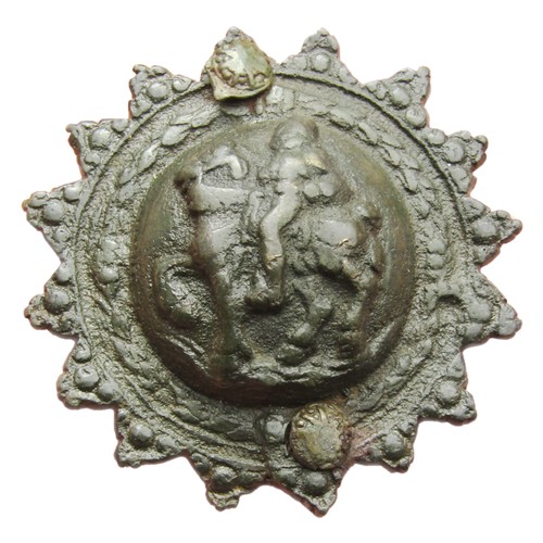 132 - English Civil War Royalist Harness Boss. Circa, 1638-1649 AD. Copper-alloy, 72.41 grams. 69.16 mm. A... 