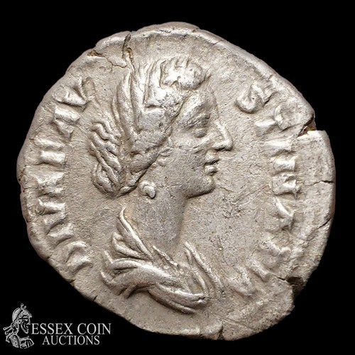 156 - Faustina Silver Denarius. Silver, 2.40 grams, 18.30 mm. Draped bust right, +DIVA FAVSTINA PIA. Rev: ... 