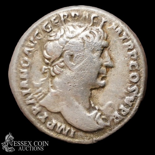 161 - Trajan Silver Denarius. Silver, 2.96 grams, 18.00 mm. Obv: Laureate, draped and cuirassed bust right... 