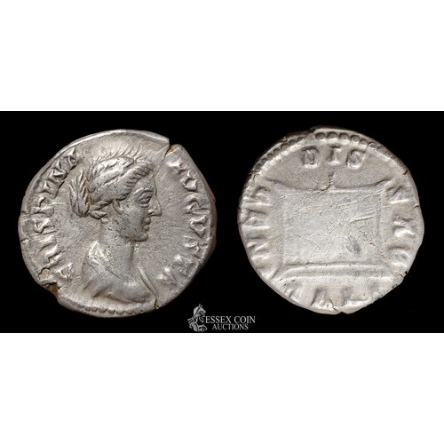 163 - Crispina Silver Denarius, 180-183 AD. Silver, 2.46 grams, 18.95 mm. Obv: draped bust right, +CRISPIN... 