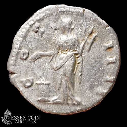 164 - Antoninus Pius Silver Denarius, 154-155 AD. Silver 2.75 grams, 17.60 mm. Obv: Laureate head right, +... 