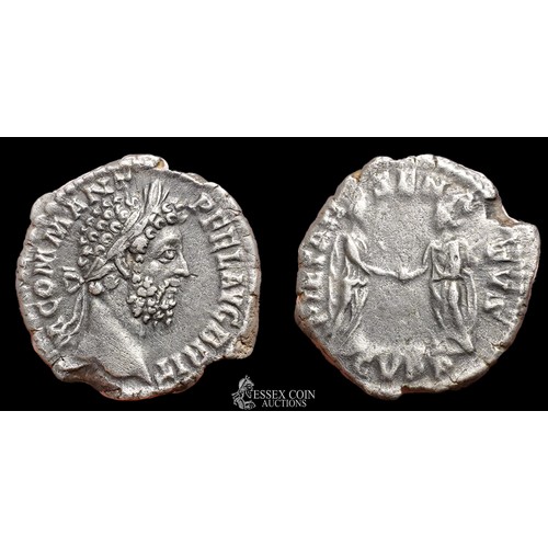 169 - Commodus Silver Denarius, 177 - 192 A.D. Silver, 2.76 grams, 18.50 mm. Obv: laureate head right, +M ... 