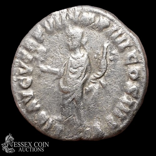 172 - Commodus Silver Denarius, 181 AD. Silver, 2.93 grams, 16.20 mm. Obv: Laureate head right, +M COMMODV... 