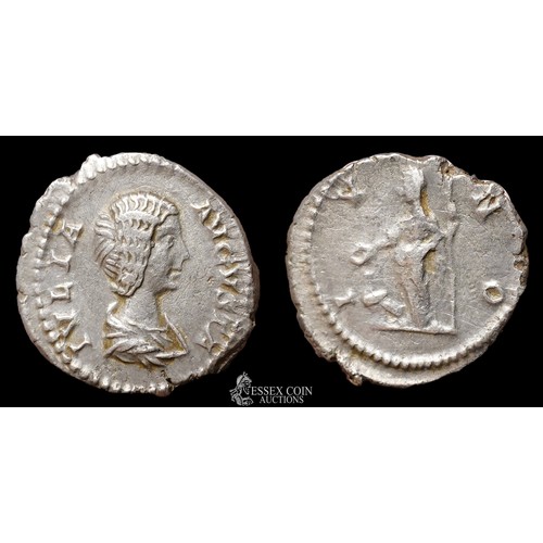 174 - Julia Domna Silver Denarius. Silver, 2.04 grams, 19.00 mm. Obv: Draped bust of Julia Domna right, + ... 