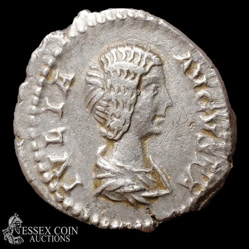 174 - Julia Domna Silver Denarius. Silver, 2.04 grams, 19.00 mm. Obv: Draped bust of Julia Domna right, + ... 