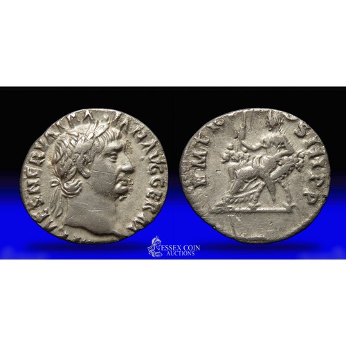 177 - Trajan silver denarius. Silver, 18mm, 2.76g. Obv:  laureate bust facing right, +IMP CAES NERVA TRA-I... 