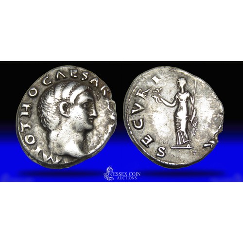 178 - Otho Silver Denarius. Silver, 3.20 grams. 18.62 mm. Obv: bare head facing right, +IMP M OTHO CAESAR ... 