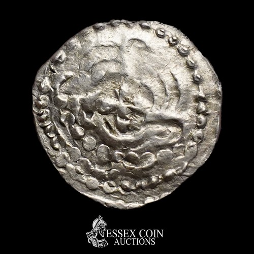 183 - Secondary Phase, 710-60. Silver, 0.98 grams, 12.10 mm. Obv: two diademed heads face-to-face. Rev: Fo... 