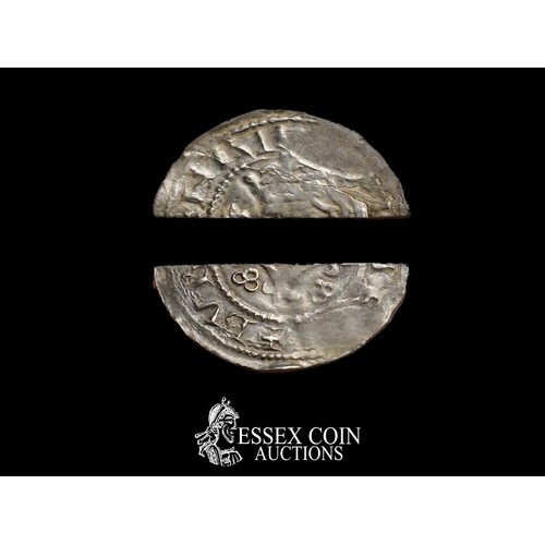 192 - Henry I, 1100-35. Silver cut halfpenny, 0.61 grams, 19.30 mm. Obv: Crowned left-facing bust holding ... 