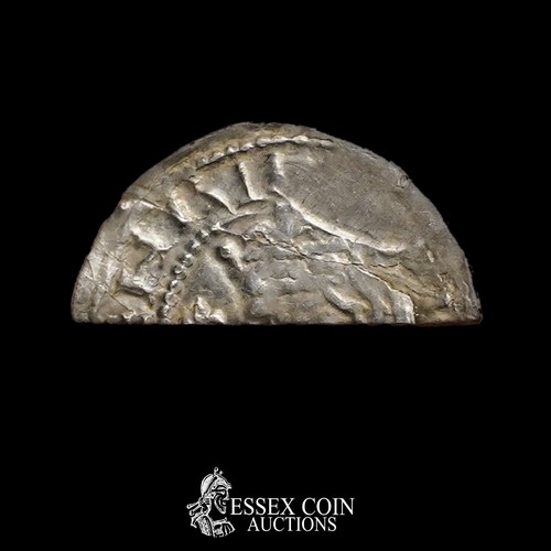 192 - Henry I, 1100-35. Silver cut halfpenny, 0.61 grams, 19.30 mm. Obv: Crowned left-facing bust holding ... 