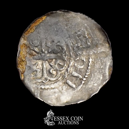 193 - Stephen Penny, 1135-54. Silver, 0.90 grams, 18.40 mm. Obv: crowned bust right, arm to edge of coin w... 