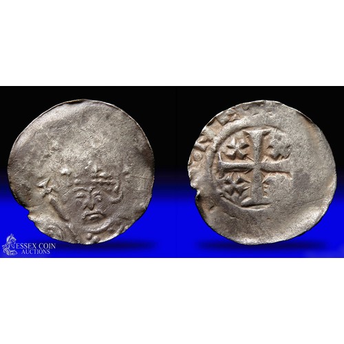 196 - Henry II Tealby penny. Silver, 20mm, 1.27g. Obv: crowned facing bust holding sceptre, +HENRI RE.. Re... 