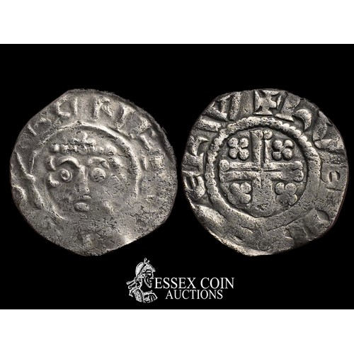 209 - Richard I, 1189-99. Silver, 1.10 grams, 17.40 mm. Obv: crowned facing bust holding sceptre, +HENRICV... 