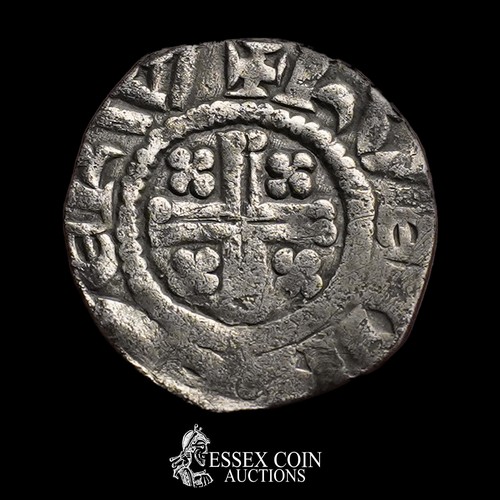 209 - Richard I, 1189-99. Silver, 1.10 grams, 17.40 mm. Obv: crowned facing bust holding sceptre, +HENRICV... 