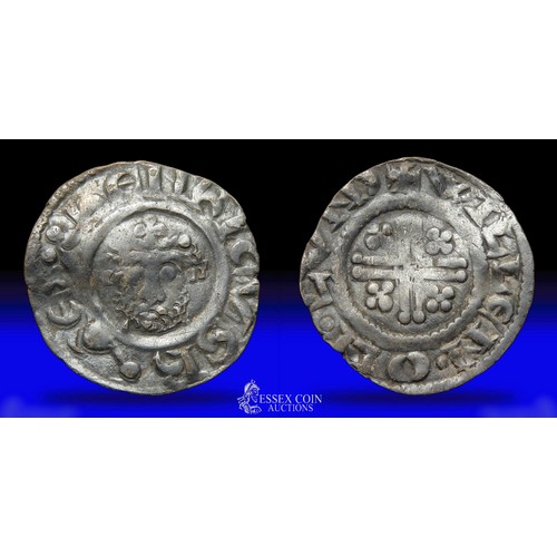 207 - Richard I short cross penny. Silver, 20mm, 1.43g. Obv: crowned facing bust holding sceptre, +HENRICV... 