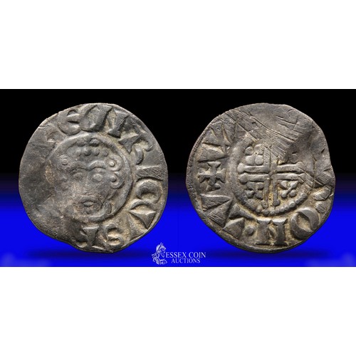 213 - John short cross penny. Silver, 18mm, 1.34g. Obv: crowned facing bust holding sceptre, +HENRICVS REX... 