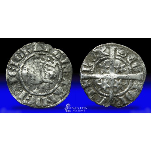 243 - Alexander III penny, second coinage (1280-6). Silver, 19mm, 1.35g. Obv: crowned left-facing bust hol... 