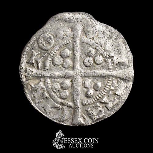 244 - Edward II Penny, 1307-22. Silver, 1.32 grams, 18.50 mm. Obv: crowned front-facing bust, EDWARD ANGL ... 