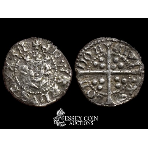 245 - Edward II silver farthing,1307-27. Silver, 0.34 grams, 11.35 mm. Obv: crowned front-facing bust, +ED... 