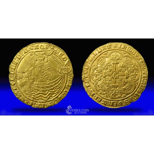 248 - Edward III Gold Noble, Treaty period, 1363-1369. Gold, 7.65g, 34mm. Obv: crowned, standing figure of... 