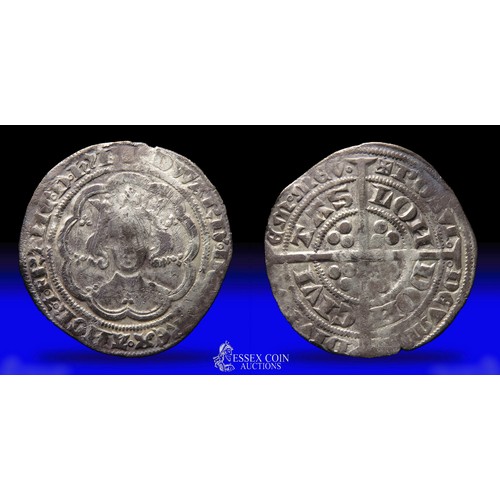 249 - Edward III groat, pre-treaty coinage. Silver, 28mm, 4.26g. Obv: crowned facing bust, +EDWARD DEI G R... 