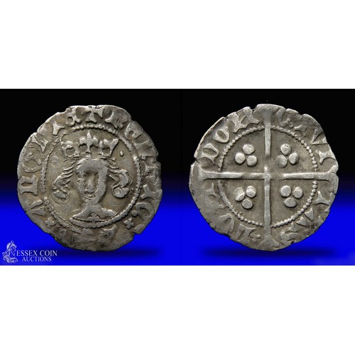 254 - Henry IV penny, light coinage. Silver, 18mm, 1.05g. Obv: crowned facing bust, annulet and pellet by ... 