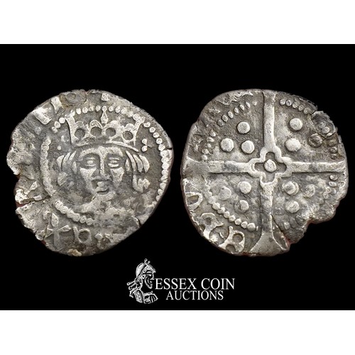 256 - Henry V Penny, 1413-22. Silver, 0.82 grams, 15.90 mm. Obv: crowned front-facing bust, mullet and tre... 