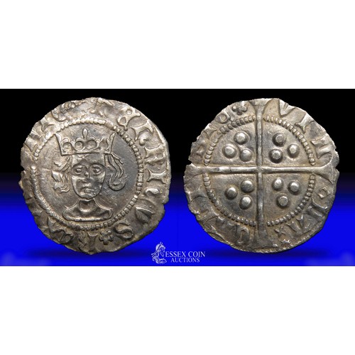 260 - Henry VI penny, rosette-mascle issue (1430-1). Silver, 18mm, 0.91g. Obv: crowned facing bust, HENRIC... 