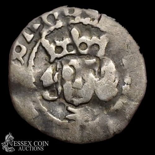 263 - Edward IV Penny, First reign 1461-70. Silver, 0.52 grams, 14.70 mm. Obv: crowned front-facing bust, ... 