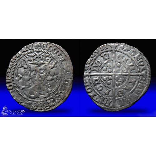 266 - Edward IV groat, London. Silver, 26mm, 3.0g. Obv: crowned bust facing, quatrefoils by bust, +EDWARD ... 