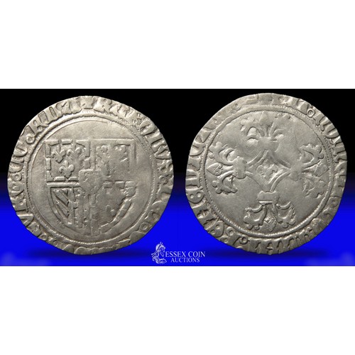 275 - Netherlands, Karel de Stoute dubbele stuiver. Silver, 25mm, 2.47g. Obv: Coat of arms, +KAROLVS: DЄI:... 