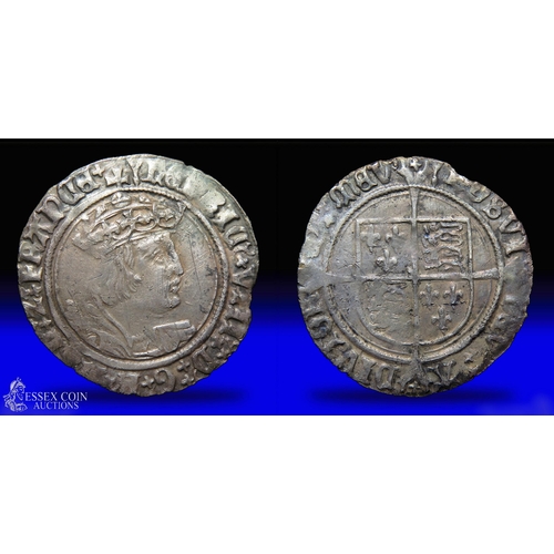 293 - Henry VIII groat, second coinage 1526-44. Silver, 25mm, 2.57g. Obv: crowned young portrait right, HE... 