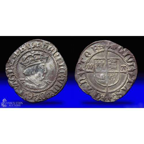 295 - Henry VIII halfgroat, second coinage 1526-44. Silver 20mm, 1.34g. Obv: crowned right-facing bust, HE... 