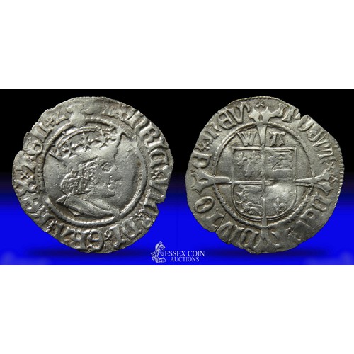 297 - Henry VIII halfgroat, first coinage, 1509-26. Silver,  20mm, 1.42g. Obv: crowned right facing bust, ... 