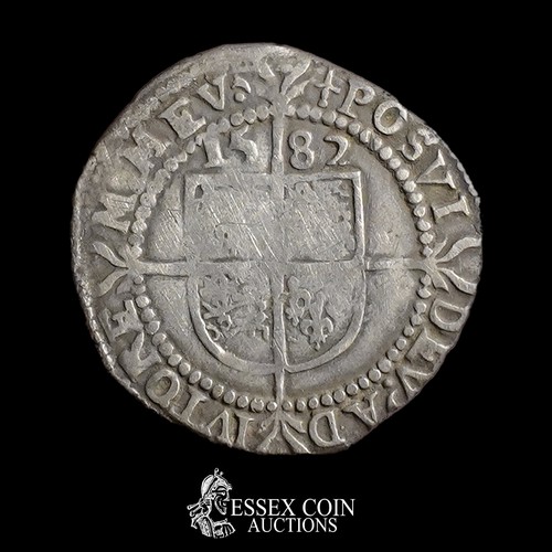 304 - Elizabeth I Silver Threepence, Fifth Issue, 1582. Silver, 1.36 grams, 18.80 mm. Obverse: Crowned lef... 