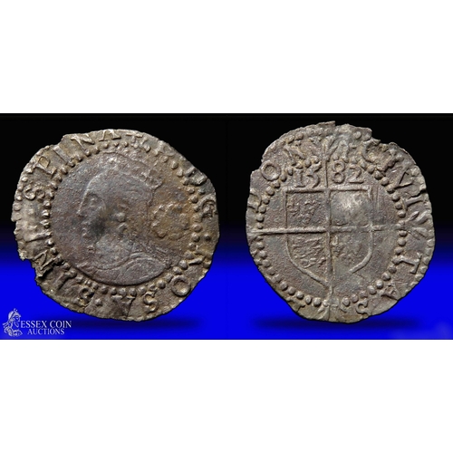 306 - Elizabeth I threefarthings, fifth issue, dated 1582. Silver, 14mm, 0.24g. Obv: crowned left-facing b... 