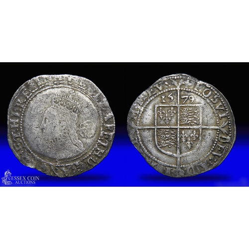 312 - Elizabeth I sixpence 1579, fifth issue mm greek cross. Silver, 27mm, 2.86g. Obv: crowned left facing... 