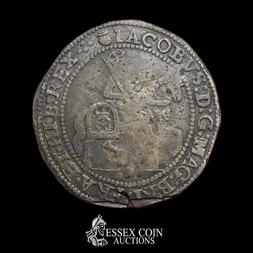 318 - James I Contemporary Counterfiet Halfcrown, 1603-25. Silver/copper? 10.20 grams, 34.10 mm. Obv: King... 