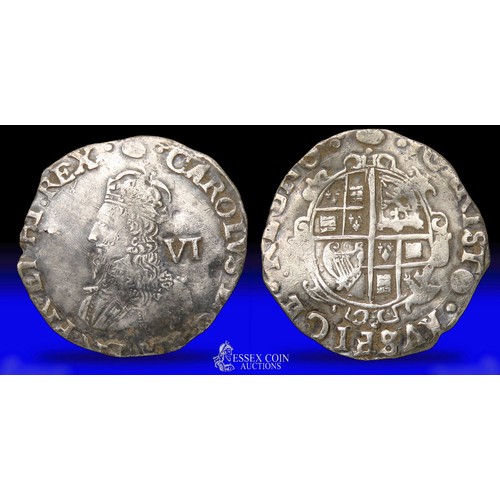 326 - Charles I sixpence. Silver, 24mm, 2.93g. Obv: crowned left facing bust, +CAROLVS D G MA BR FR ET HI ... 