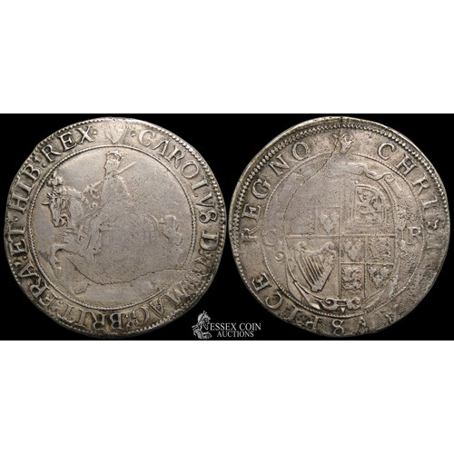 330 - Charles I Halfcrown. Silver, 14.51 grams, 39.25 mm. Obv: king on horse left, sword behind shoulder, ... 