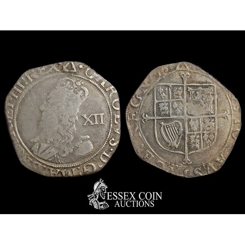 334 - Charles I (1625-49). Silver, 4.66 grams, 29.20 mm. Obverse: Crowned left-facing bust, + CARLVS. D G ... 