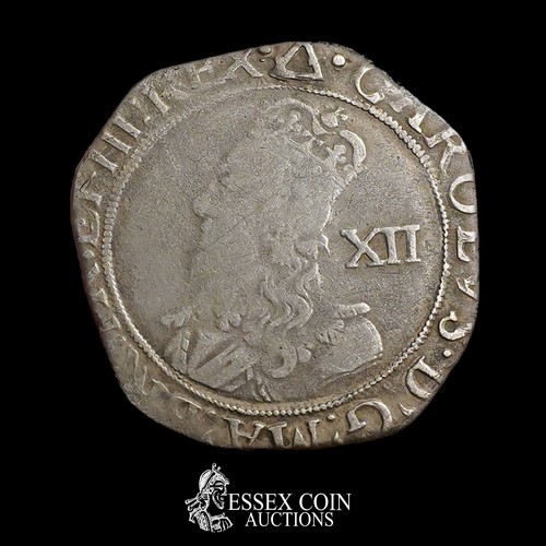 334 - Charles I (1625-49). Silver, 4.66 grams, 29.20 mm. Obverse: Crowned left-facing bust, + CARLVS. D G ... 