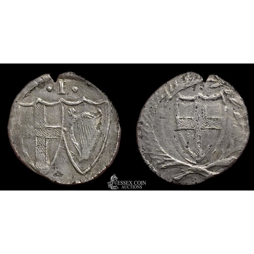 338 - Commonwealth Penny, 1649-60. Silver, 0.47 grams. 12.90 mm. Shield enclosing st Georges cross within ... 