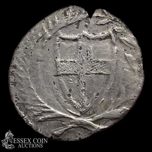 338 - Commonwealth Penny, 1649-60. Silver, 0.47 grams. 12.90 mm. Shield enclosing st Georges cross within ... 